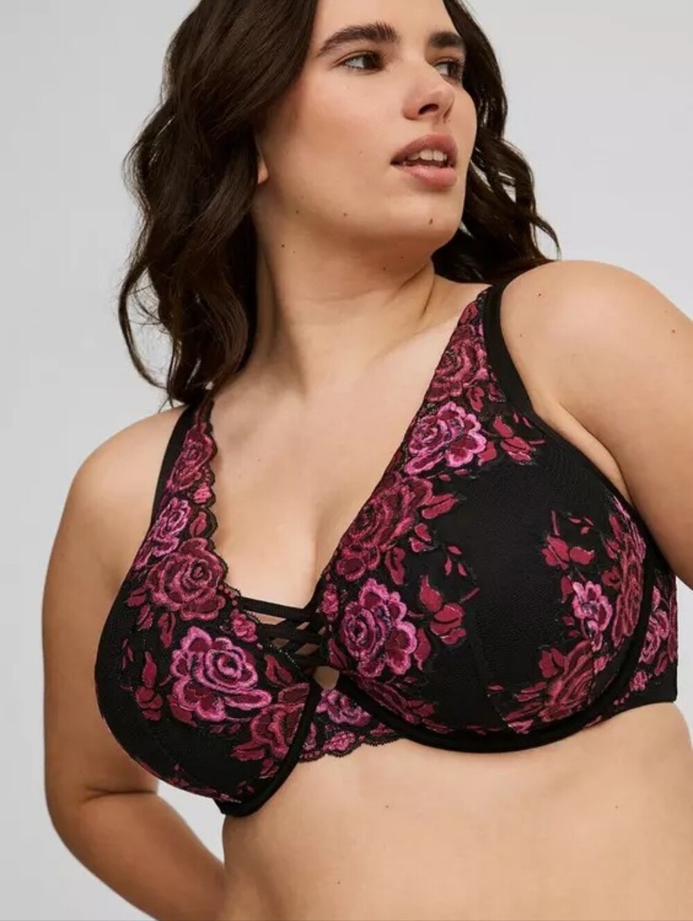 Torrid XO Plunge Push Up Lace High Apex Straight Back Bra Size 46DD NWT